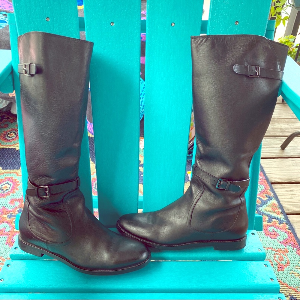 Cole Haan Nike Air Tall Black Leather Boots 8.5